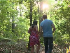 KiloVideos presents: Rough outdoor dicking in the forest with brunette talena