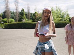 Free-FreePorn.com presents: Tattooed blonde elena lux sucking a dick and fucking in pov outdoors
