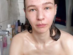 TubeHardcore presents: 18yo very skinny teen girl with small tits and large labia fucks herself till squirting