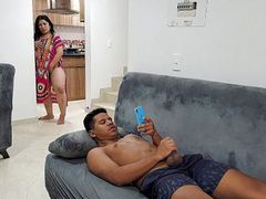 KiloVideos presents: My stepmother watches me masturbate and gets horny, caresses her pussy too