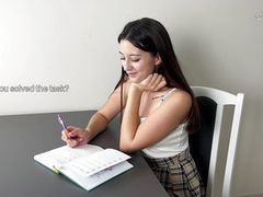 KiloVideos presents: Student fucked hard by teacher for trying to cheat - sucking and riding to get crempie!
