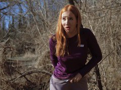 Provocative redhead kiara teases outdoors and gets fucked in the ass