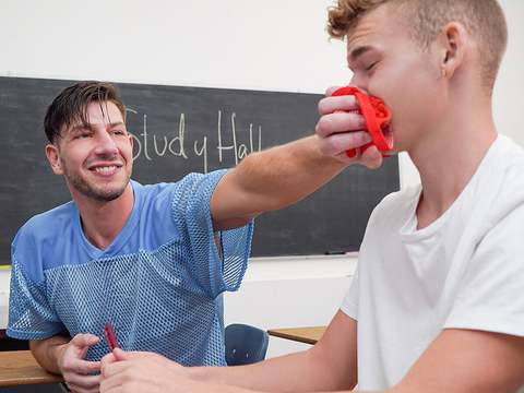 DustyPorn presents: Twink boy jack waters gets dominated and bullied by athletic jock jordan starr in class - bully him