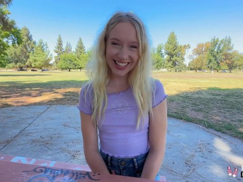Real teens - blonde teen kallie taylor flashing and sucking in public for her first casting