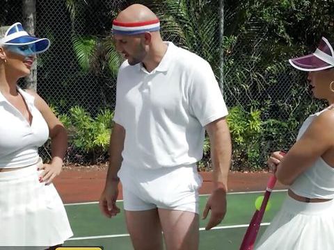 Phoenix marie & kelsi monroe compete for their tennis instructor's cock but they end up sharing it - brazzers