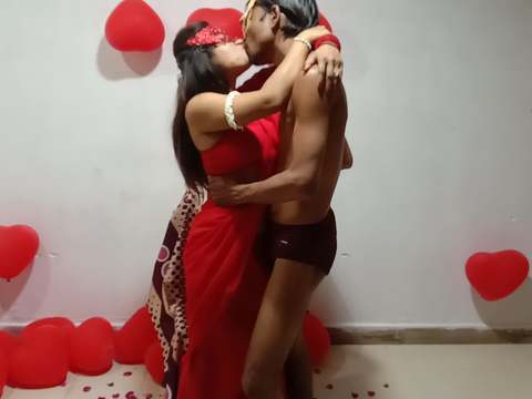 Loving indian couple celebrating valentines day with amazing hot sex