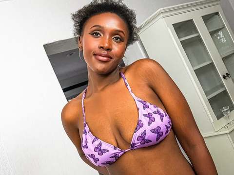 Lingerie Mania presents: African casting - sweet afro bikini babe wants a hard bwc pounding