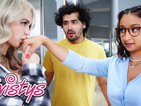 TubeWish presents: Twistys - lilly bell tosses her bf outside to show hailey rose how good are her licking skills