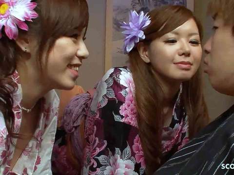 KiloLesbians presents: Two japanese step-sisters seduce virgin boy to ffm threesome fuck when home alone