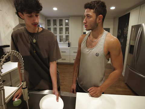 Find-Best-Hardcore.com presents: Thanks stepbro!  tj wants to impress stepbro vincent, chores, dirty (mmm smelly) clothes, crushing hard.  finally gets vincent!