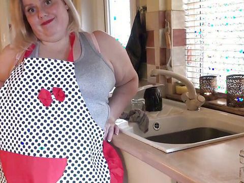 FreeKiloClips presents: Auntjudysxxx - your busty bbw wife megan sucks your cock in the kitchen (pov)