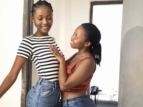 FreeKiloClips presents: Ebony shy lesbian roommates are curious about sex and pussy taste