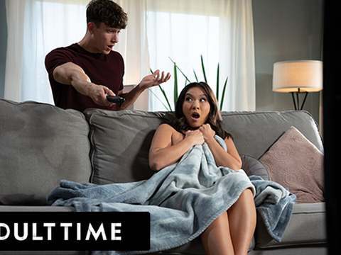 VidsPlus presents: Adult time - kimmy kimm caught masturbating by her roomie, but she can't resist his huge cock!