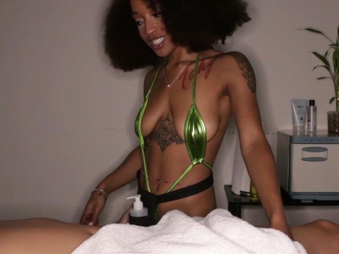 Find-Best-Mature.com presents: Tattooed ebony with natural tits sucking a hard dick - mena