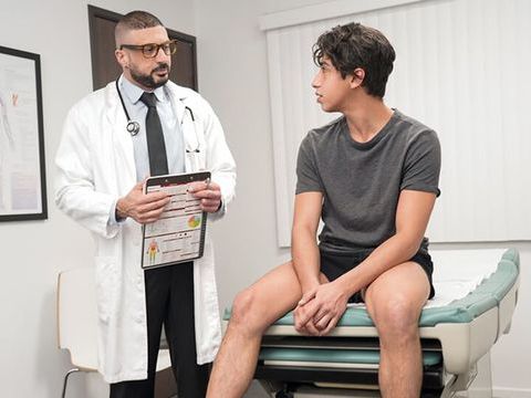 FreeKiloPorn presents: Doctor tapes - muscular hunk doctor marco napoli whips out his cock and barebacks hot latino patient