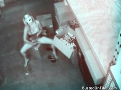 AlphaErotic presents: Slut in skirt masturbates on security camera