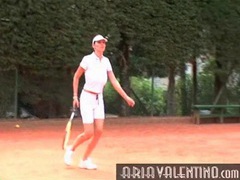 TubeHardcore presents: Aria valentino plays tennis outdoors