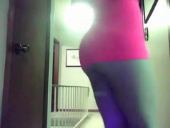 KiloVideos presents: Skintight slutty pink dress on webcam girl