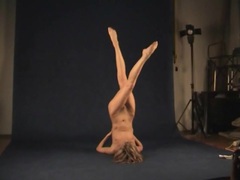 JerkCult presents: Flexible naked teenager in the photo studio