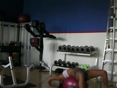 UhEbony presents: Cam spies on a fit chick working out