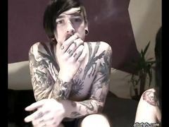 NymphoClips presents: Tattooed couple teases on webcam