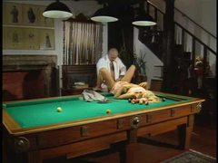 LovelyClips presents: Girl watches a slut get fucked on the pool table