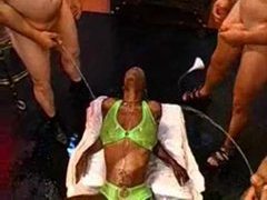 TitsCult presents: Black girl pissed on before bukkake