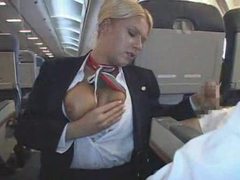 Stewardess makes his cock feel good