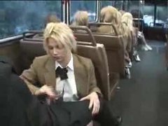 Naughty schoolgirl suck and stroke on the bus
