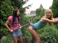 TubeBigCock presents: Playful teens have lesbian sex outdoors