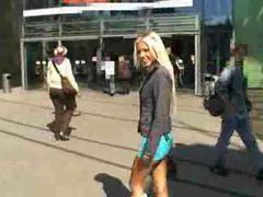 Blonde and her man love public sex