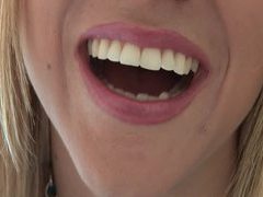 Find-Best-Pantyhose.com presents: Pretty blonde teases with her sultry mouth