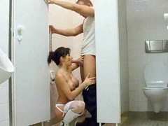 DailyAdult presents: Girl in sexy stockings fucked in toilet