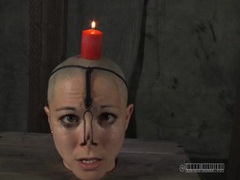 Lingerie Mania presents: Candle drips wax on the head of a bound girl
